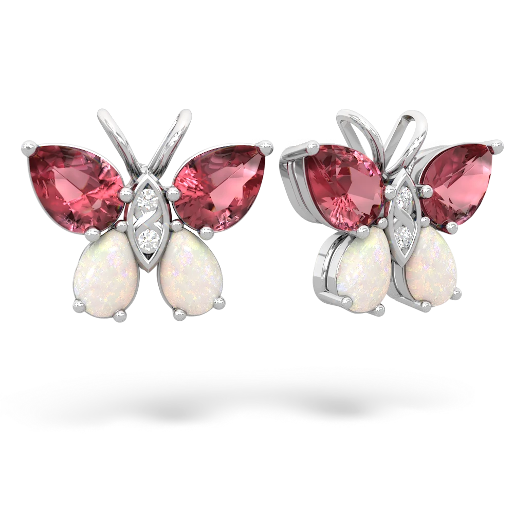 Pink Tourmaline Butterfly 14K White Gold earrings E2215