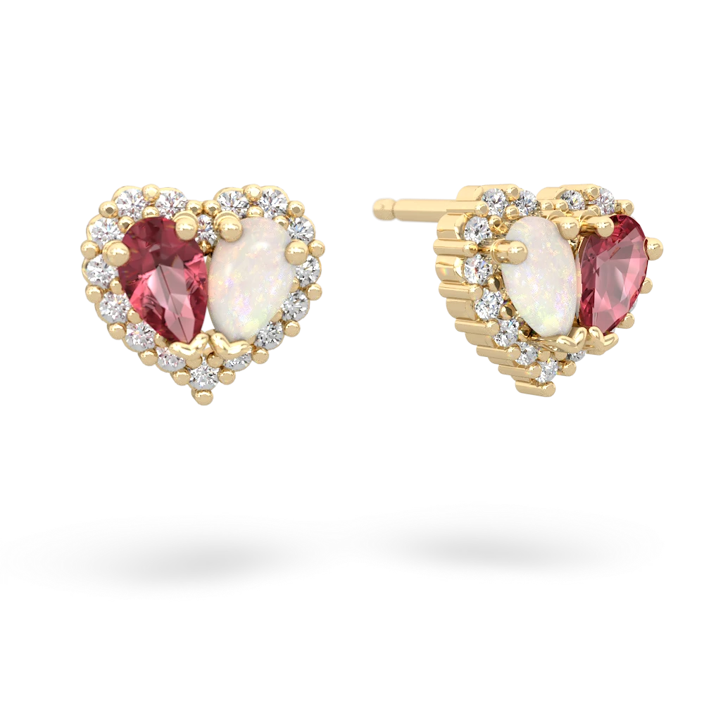 Pink Tourmaline Halo 14K Yellow Gold earrings E7008