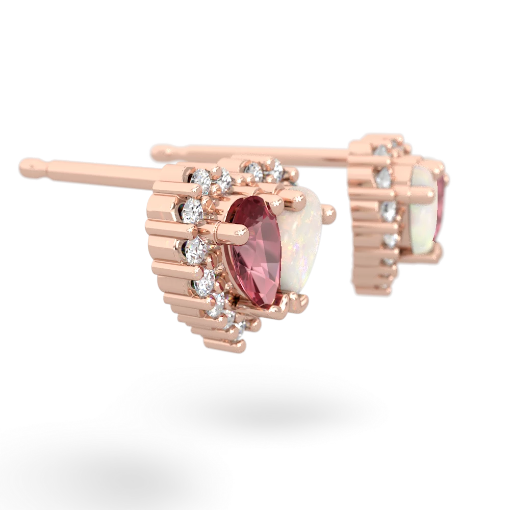 Pink Tourmaline Halo 14K Rose Gold earrings E7008