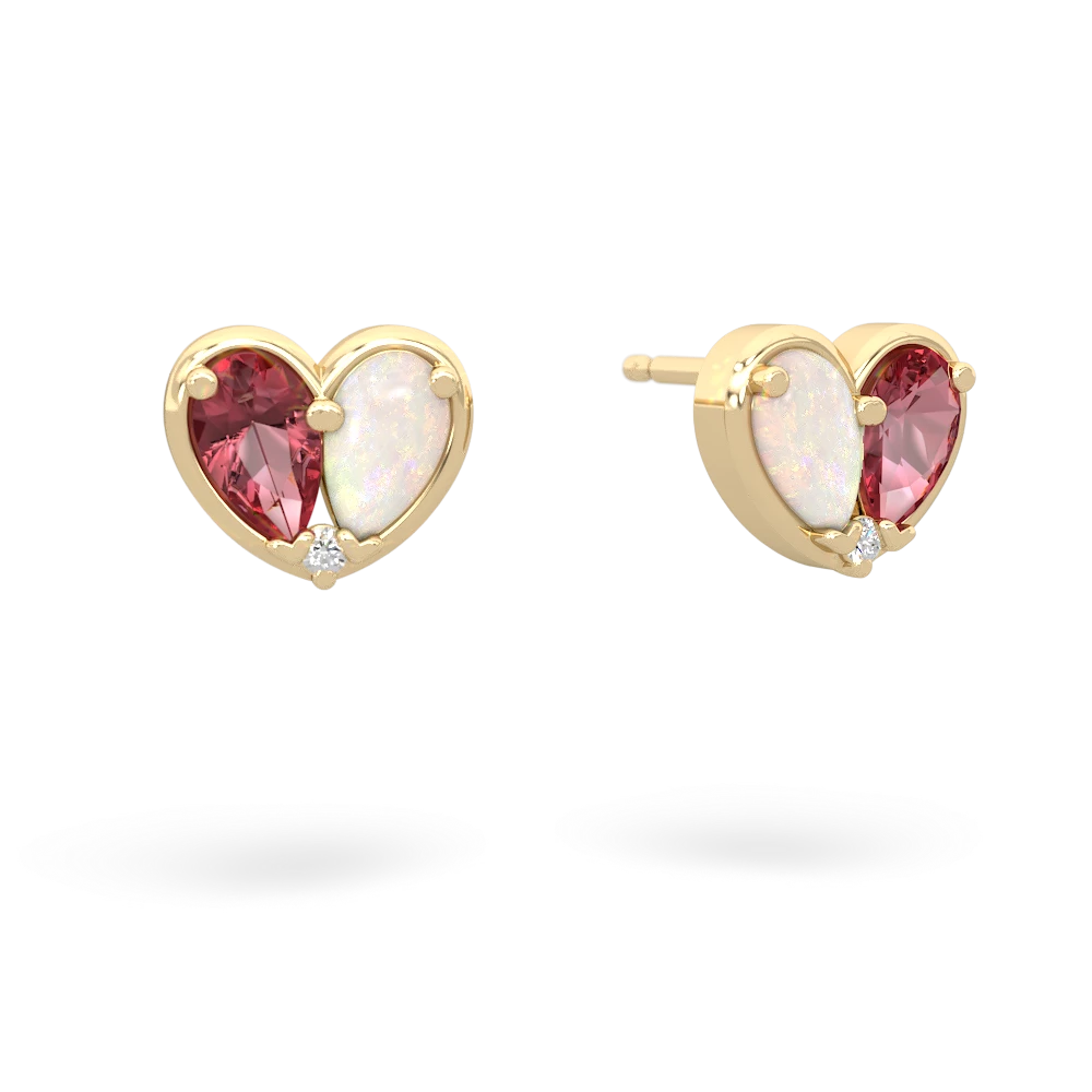 Pink Tourmaline 'Our Heart' 14K Yellow Gold earrings E5072