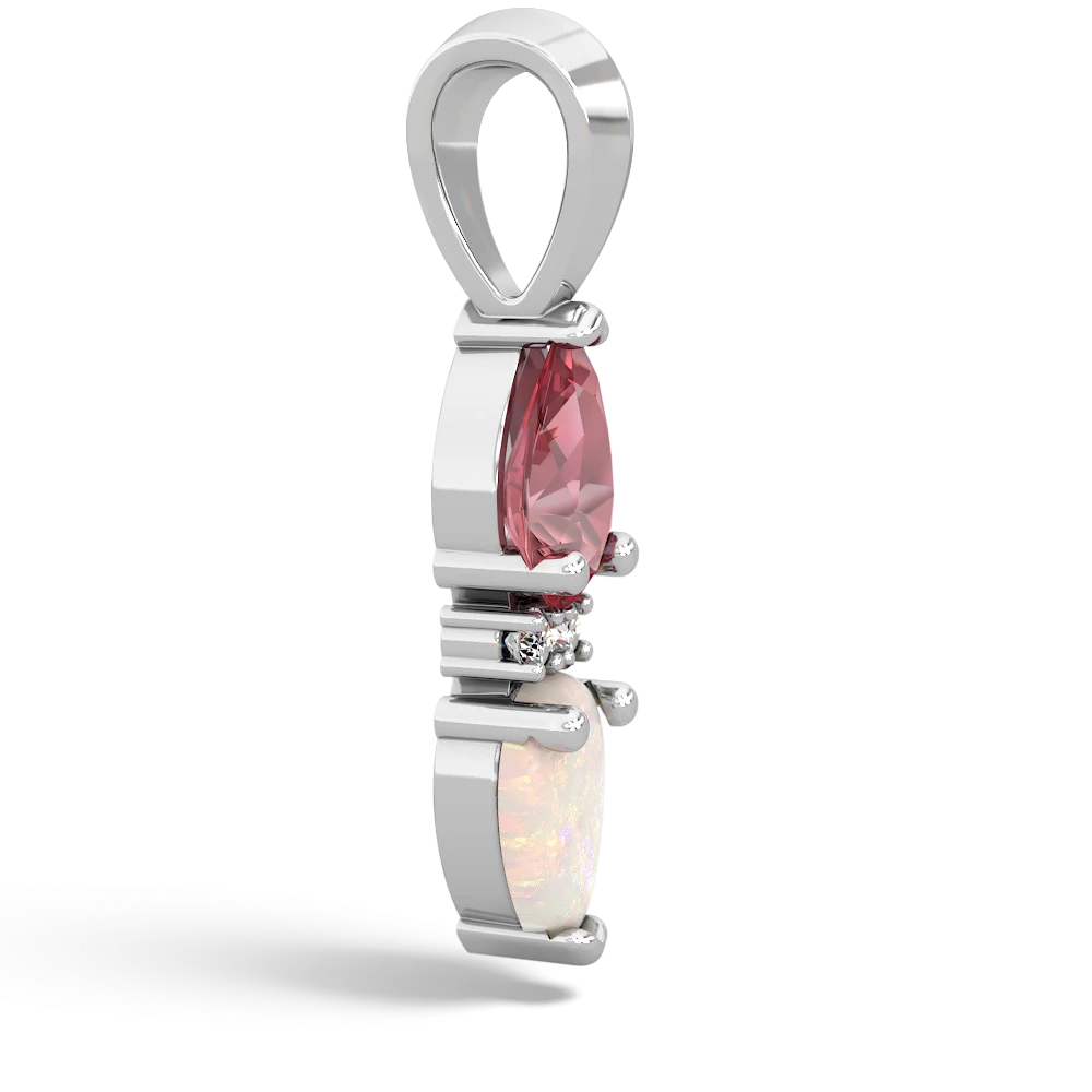 Pink Tourmaline Bowtie Drop 14K White Gold pendant P0865