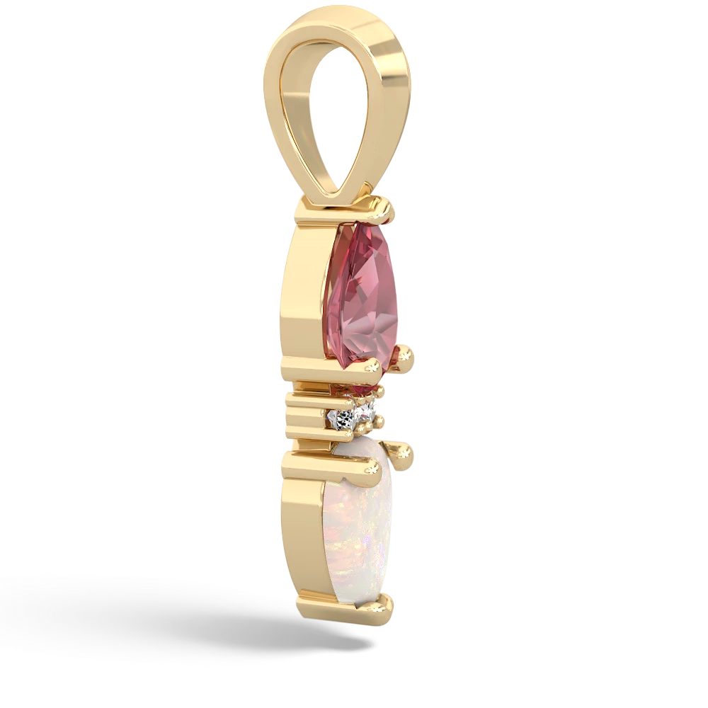 Pink Tourmaline Bowtie Drop 14K Yellow Gold pendant P0865