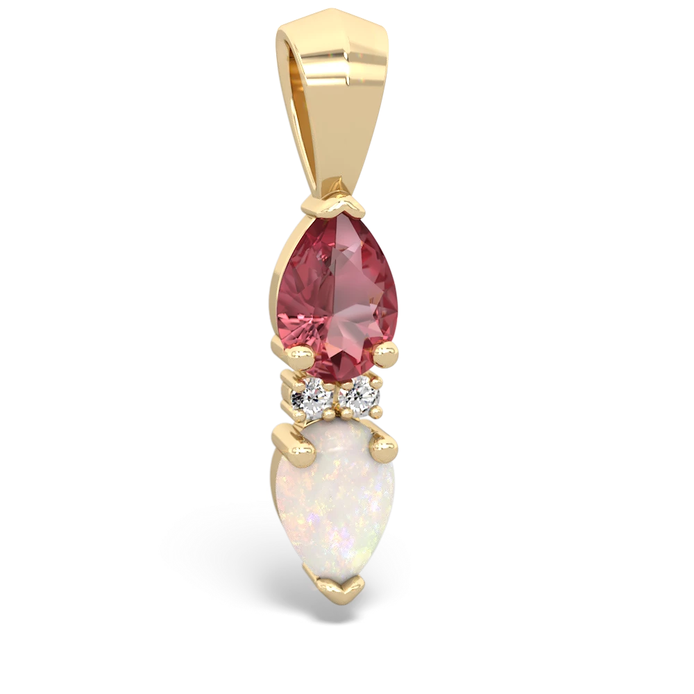 Pink Tourmaline Bowtie Drop 14K Yellow Gold pendant P0865