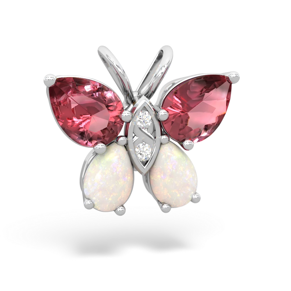 Pink Tourmaline Butterfly 14K White Gold pendant P2215