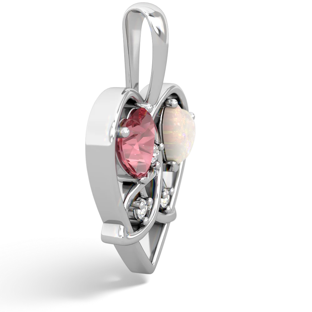 Pink Tourmaline Celtic Trinity Heart 14K White Gold pendant P5331