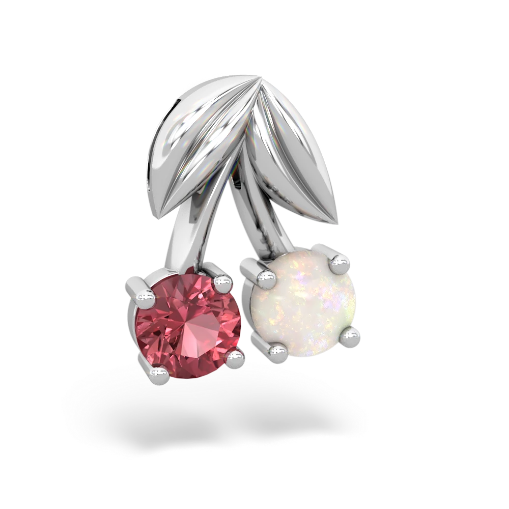 Pink Tourmaline Sweet Cherries 14K White Gold pendant P7001