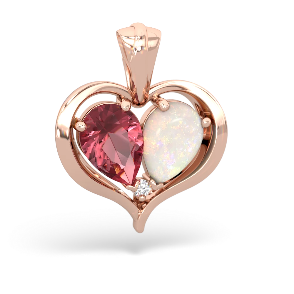 Pink Tourmaline Two Become One 14K Rose Gold pendant P5330