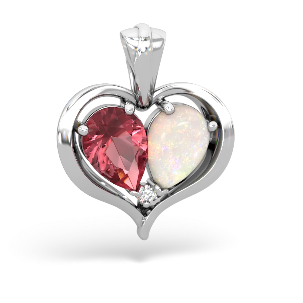 Pink Tourmaline Two Become One 14K White Gold pendant P5330