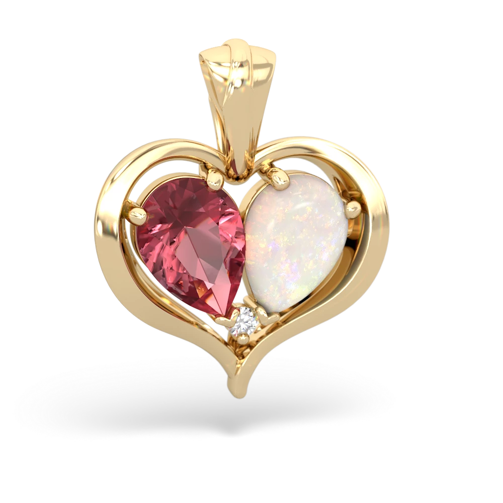 Pink Tourmaline Two Become One 14K Yellow Gold pendant P5330