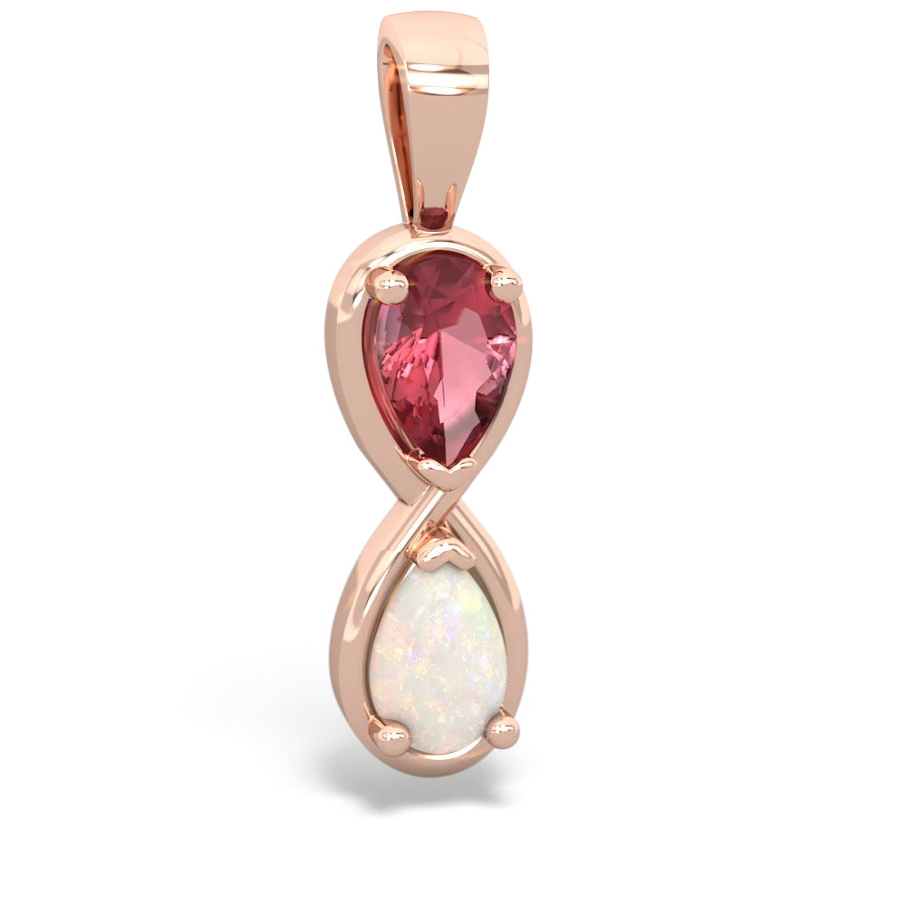 Pink Tourmaline Infinity 14K Rose Gold pendant P5050