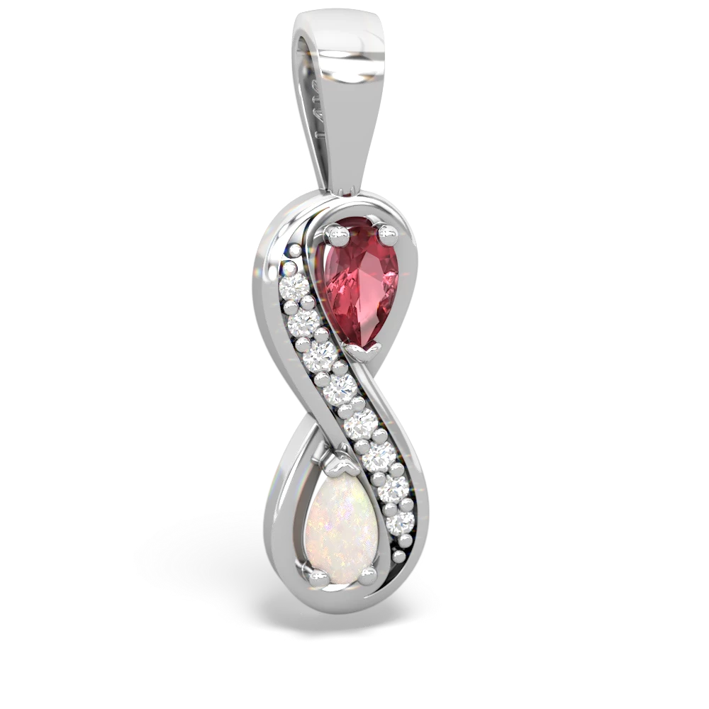 Pink Tourmaline Diamond Infinity 14K White Gold pendant P5390