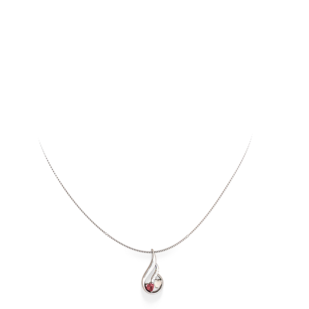 Pink Tourmaline Keepsake Curves 14K White Gold pendant P5450