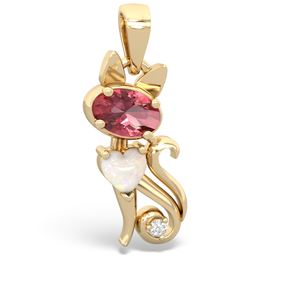 Pink Tourmaline Kitten 14K Yellow Gold pendant P5780