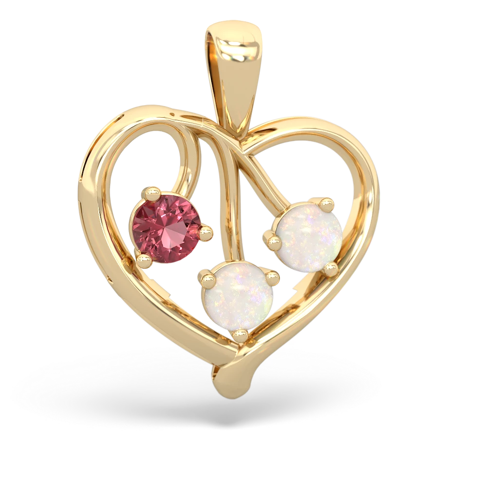 Pink Tourmaline Glowing Heart 14K Yellow Gold pendant P2233