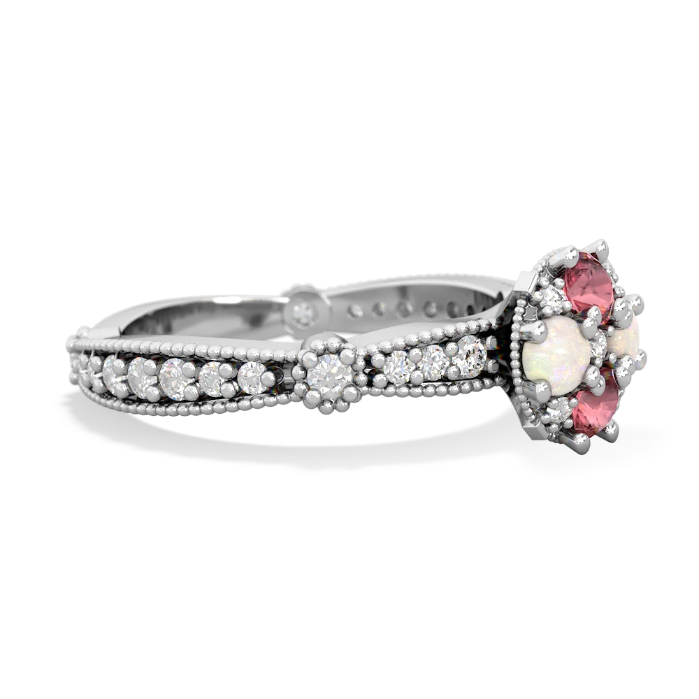 Pink Tourmaline Sparkling Tiara Cluster 14K White Gold ring R26293RD