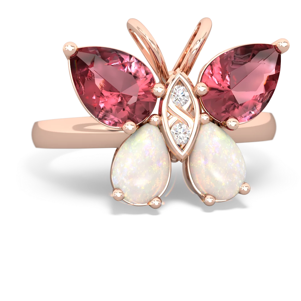 Pink Tourmaline Butterfly 14K Rose Gold ring R2215