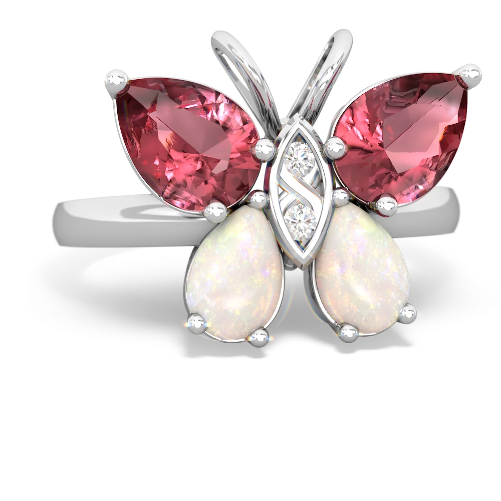 Pink Tourmaline Butterfly 14K White Gold ring R2215