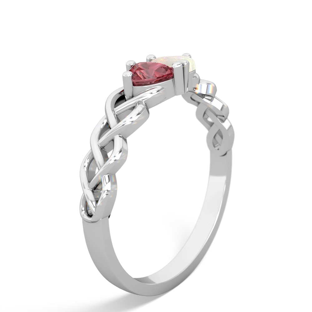 Pink Tourmaline Heart To Heart Braid 14K White Gold ring R5870