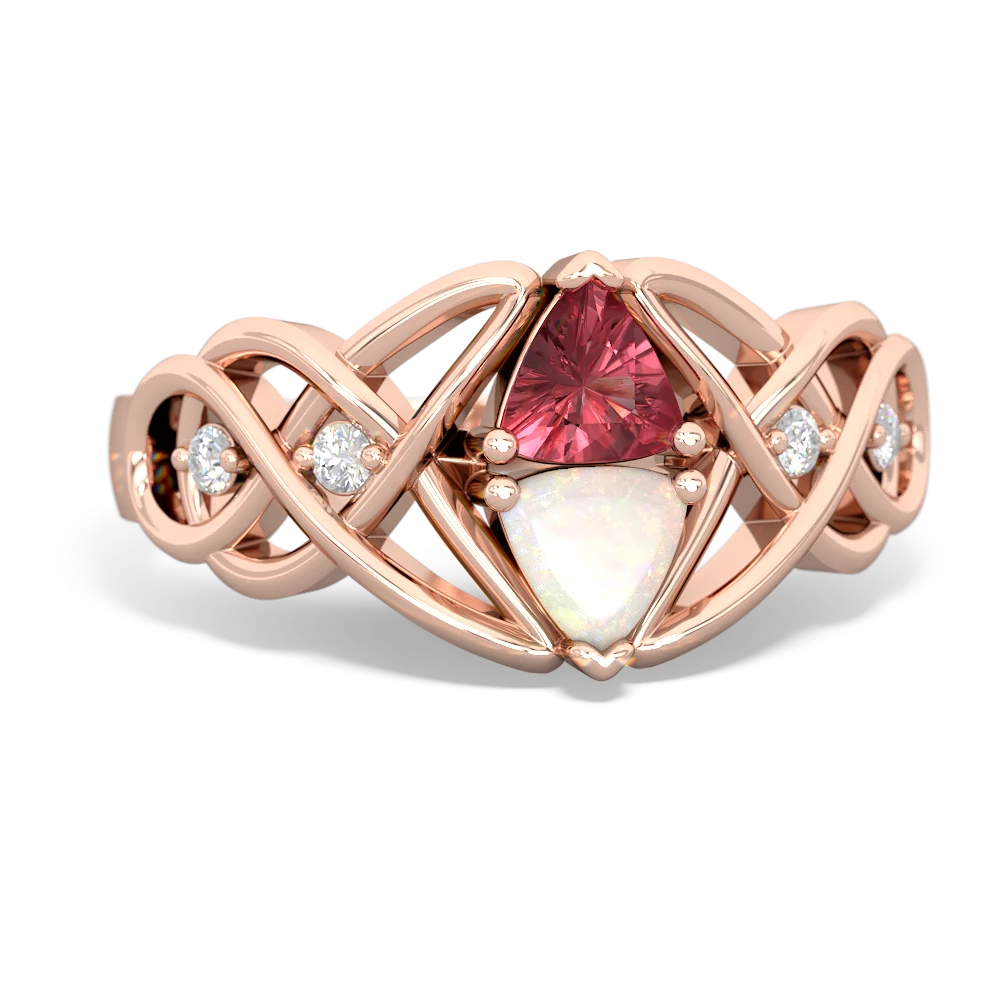 Pink Tourmaline Keepsake Celtic Knot 14K Rose Gold ring R5300