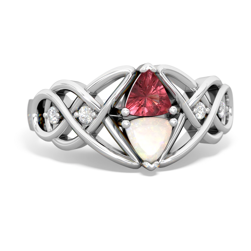 Pink Tourmaline Keepsake Celtic Knot 14K White Gold ring R5300