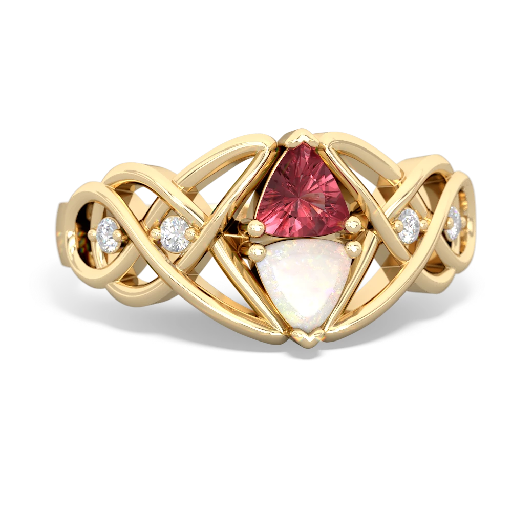 Pink Tourmaline Keepsake Celtic Knot 14K Yellow Gold ring R5300