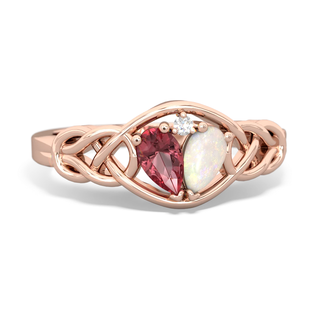 Pink Tourmaline Celtic Love Knot 14K Rose Gold ring R5420