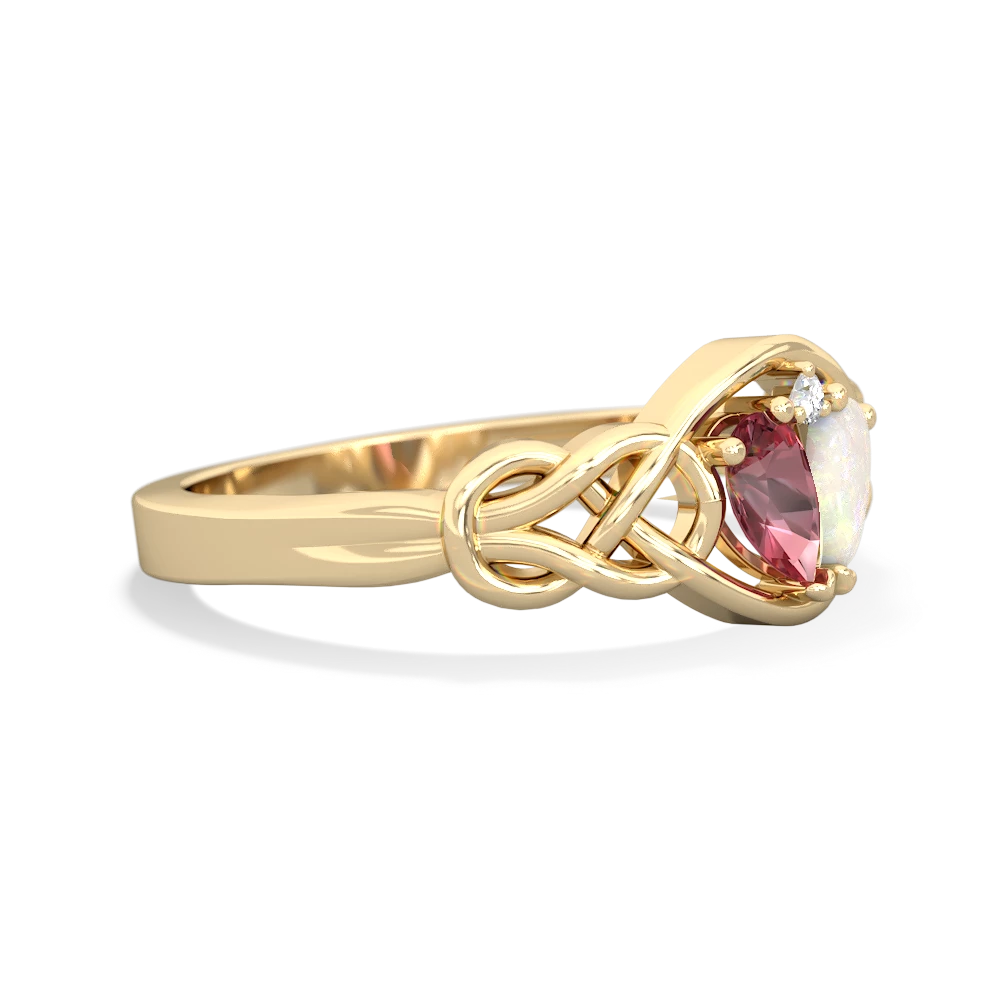 Pink Tourmaline Celtic Love Knot 14K Yellow Gold ring R5420