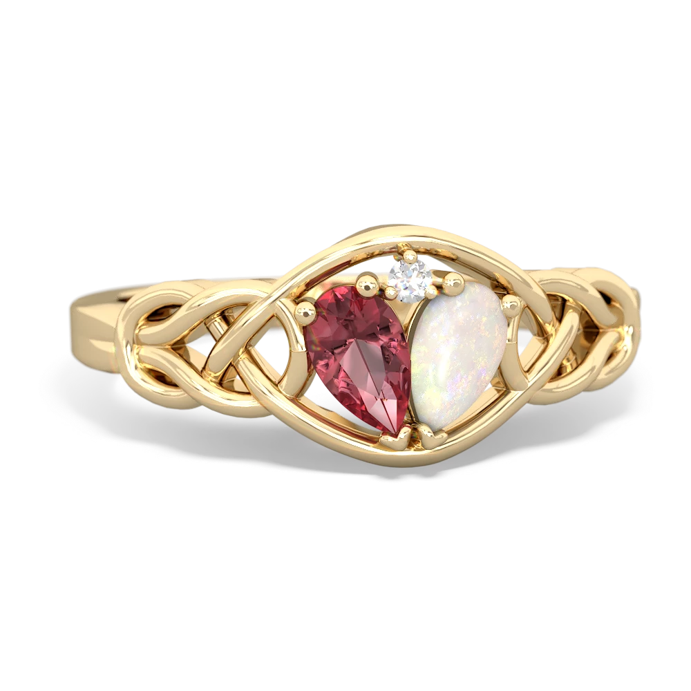 Pink Tourmaline Celtic Love Knot 14K Yellow Gold ring R5420