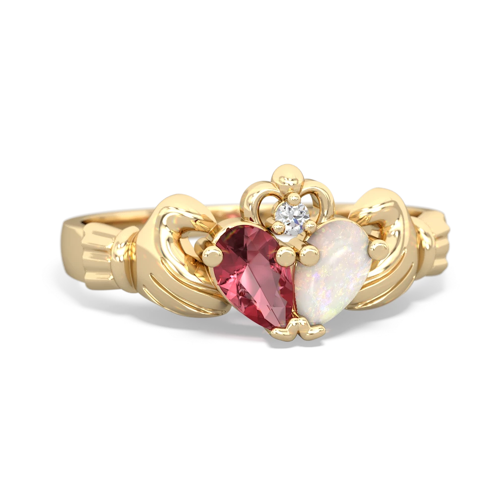 Pink Tourmaline 'Our Heart' Claddagh 14K Yellow Gold ring R2388