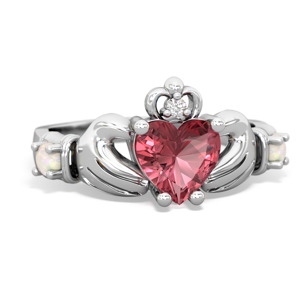 Pink Tourmaline Claddagh Keepsake 14K White Gold ring R5245