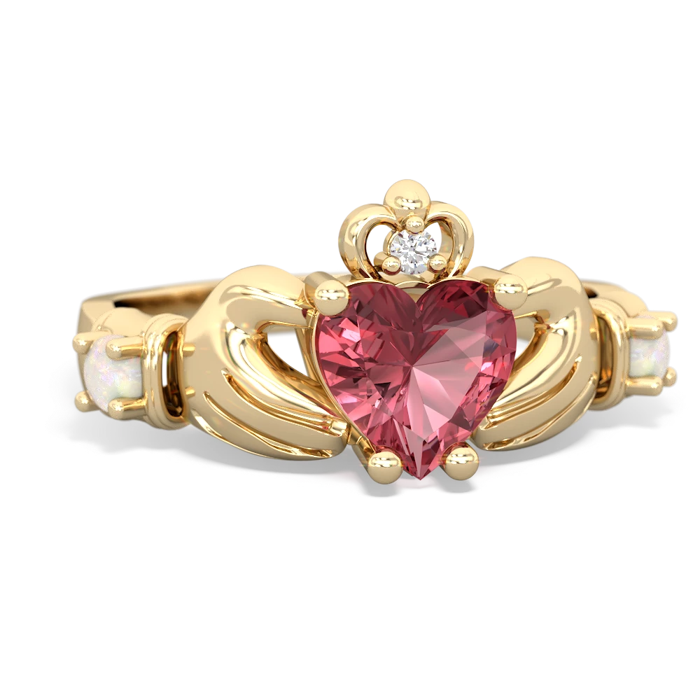 Pink Tourmaline Claddagh Keepsake 14K Yellow Gold ring R5245