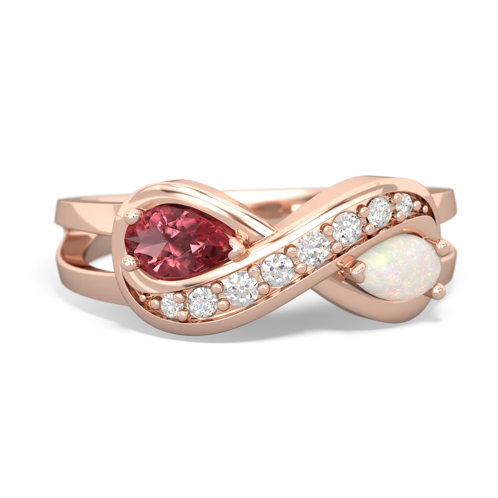 Pink Tourmaline Diamond Infinity 14K Rose Gold ring R5390