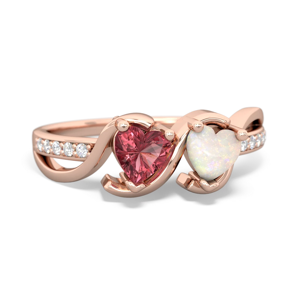 Pink Tourmaline Side By Side 14K Rose Gold ring R3090
