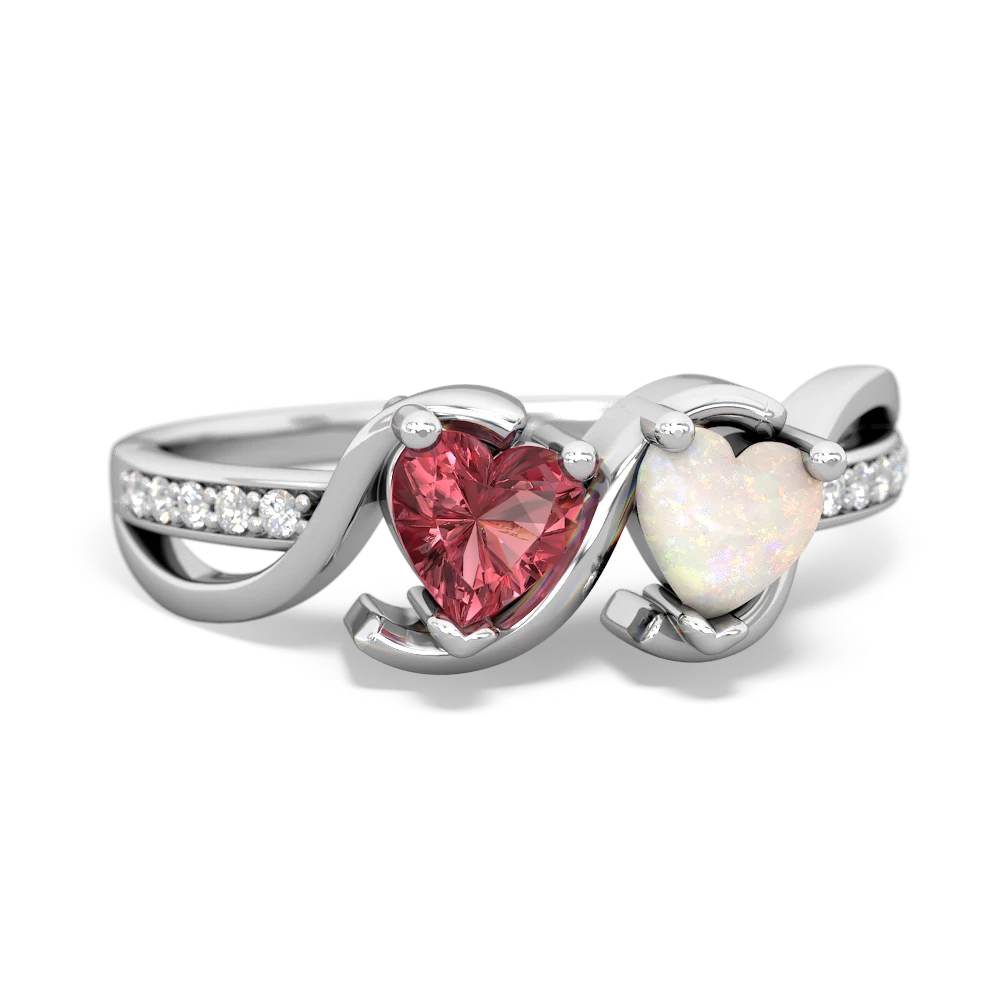 Pink Tourmaline Side By Side 14K White Gold ring R3090