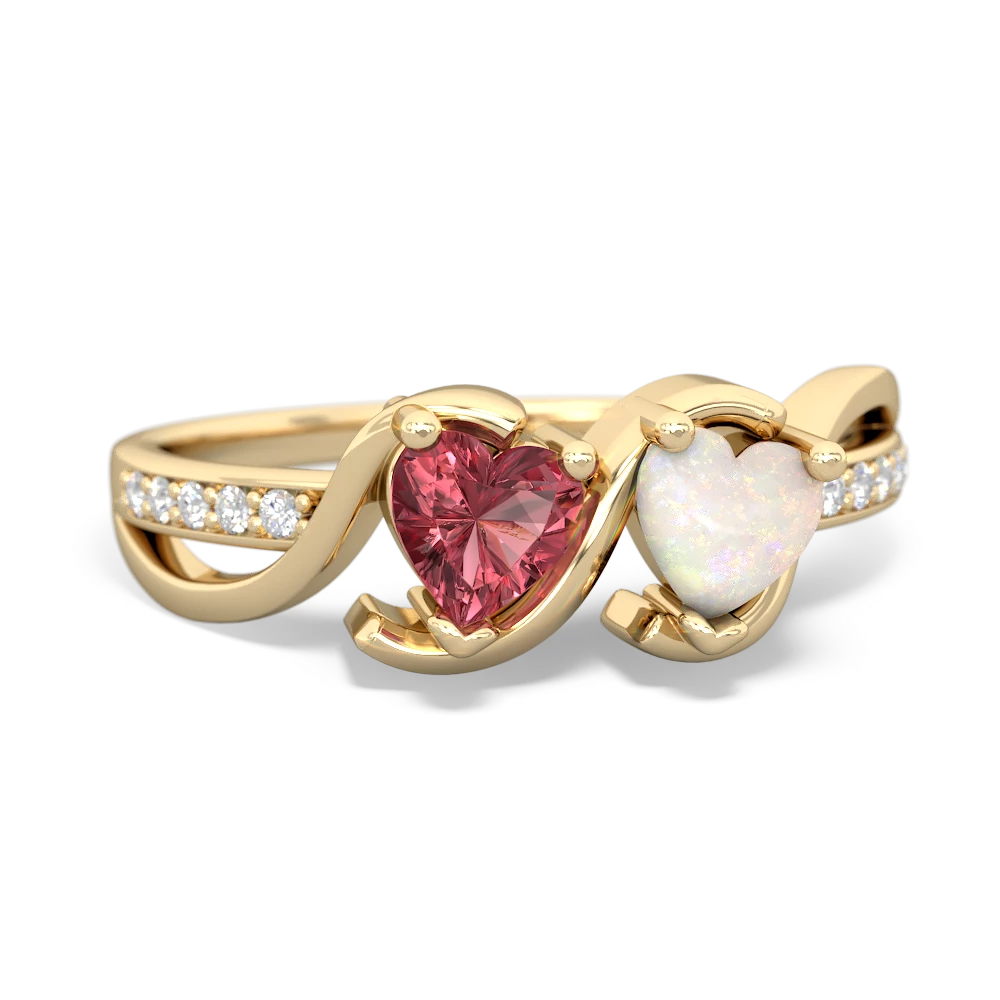 Pink Tourmaline Side By Side 14K Yellow Gold ring R3090