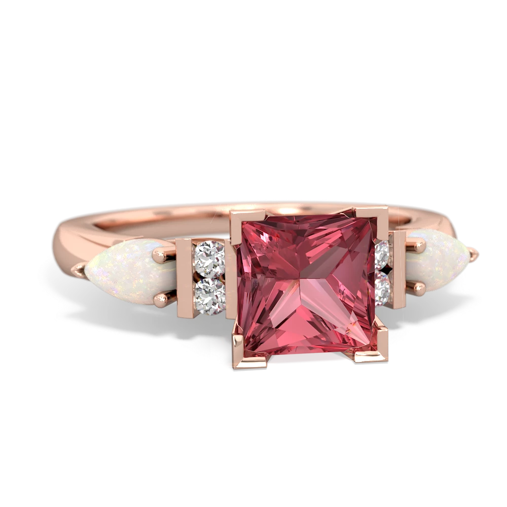 Pink Tourmaline 6Mm Princess Eternal Embrace Engagement 14K Rose Gold ring C2002