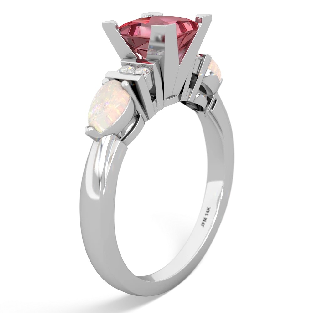 Pink Tourmaline 6Mm Princess Eternal Embrace Engagement 14K White Gold ring C2002