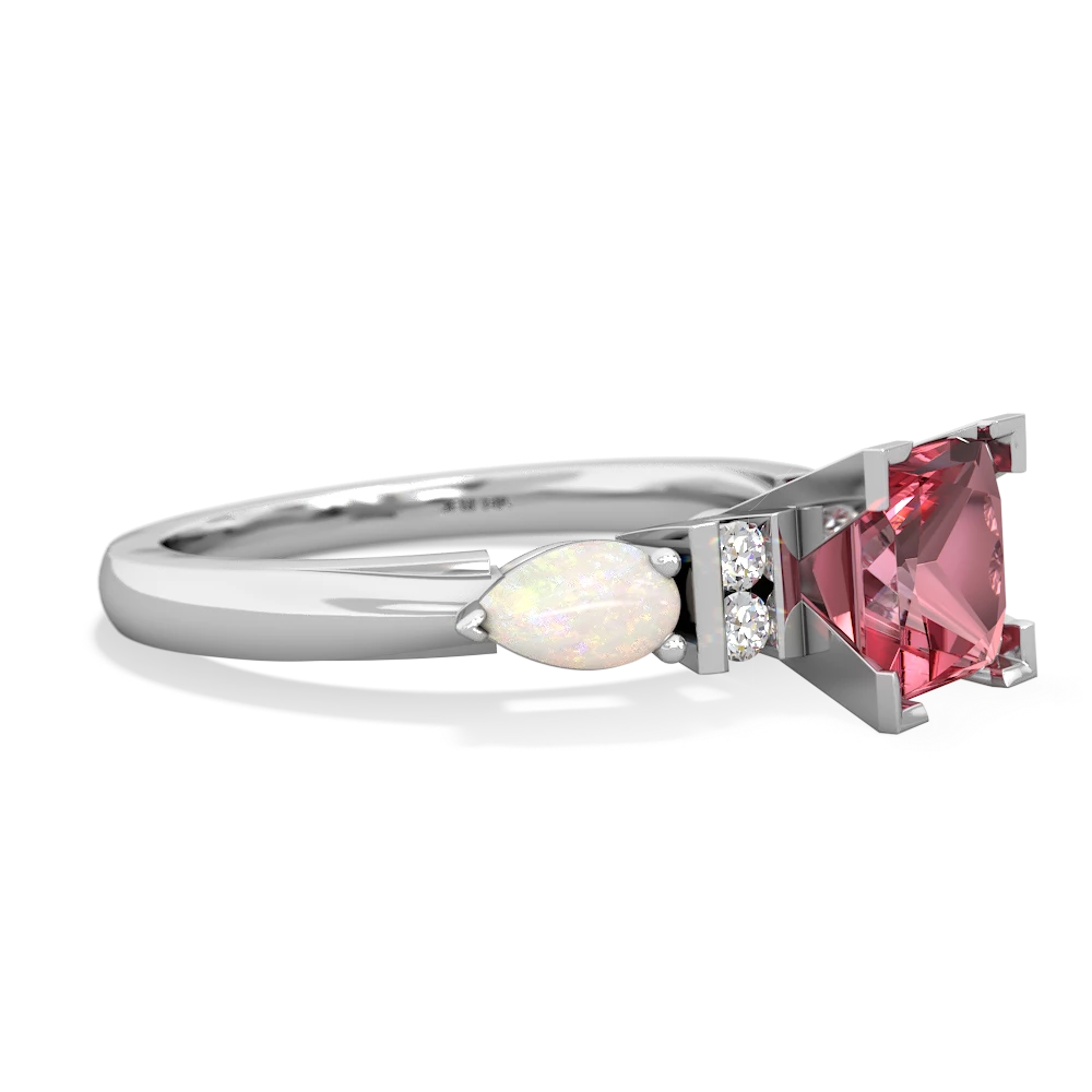 Pink Tourmaline 6Mm Princess Eternal Embrace Engagement 14K White Gold ring C2002