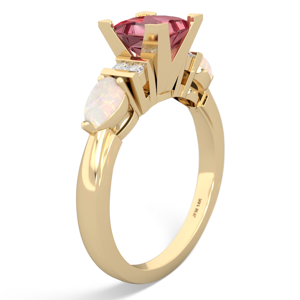 Pink Tourmaline 6Mm Princess Eternal Embrace Engagement 14K Yellow Gold ring C2002