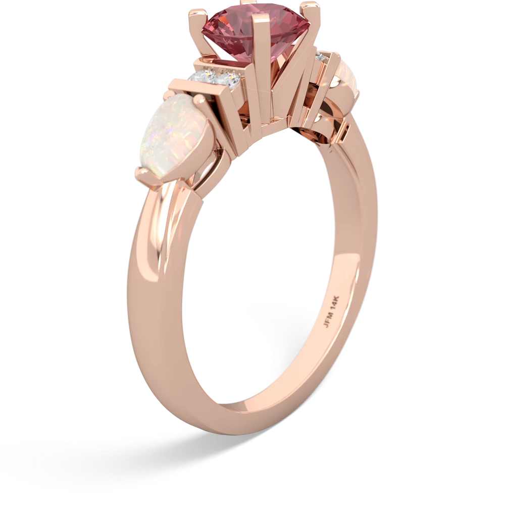 Pink Tourmaline 6Mm Round Eternal Embrace Engagement 14K Rose Gold ring R2005