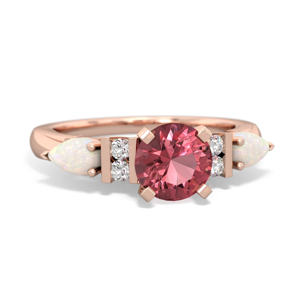 Pink Tourmaline 6Mm Round Eternal Embrace Engagement 14K Rose Gold ring R2005