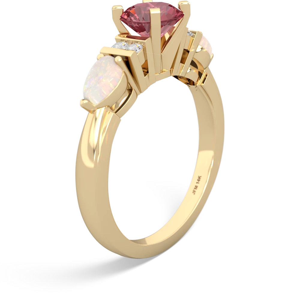 Pink Tourmaline 6Mm Round Eternal Embrace Engagement 14K Yellow Gold ring R2005