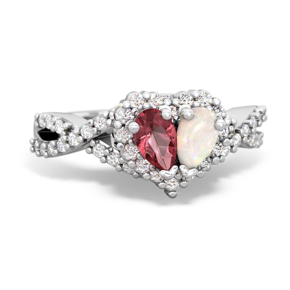 Pink Tourmaline Diamond Twist 'One Heart' 14K White Gold ring R2640HRT