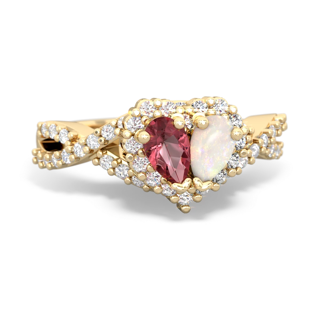 Pink Tourmaline Diamond Twist 'One Heart' 14K Yellow Gold ring R2640HRT