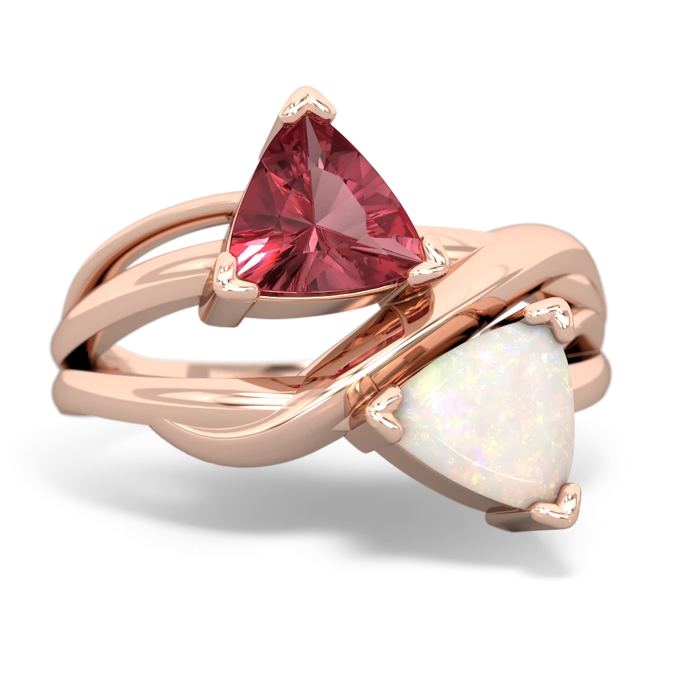 Pink Tourmaline Split Band Swirl 14K Rose Gold ring R2341