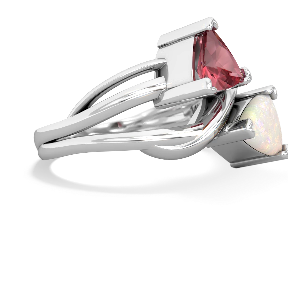 Pink Tourmaline Split Band Swirl 14K White Gold ring R2341