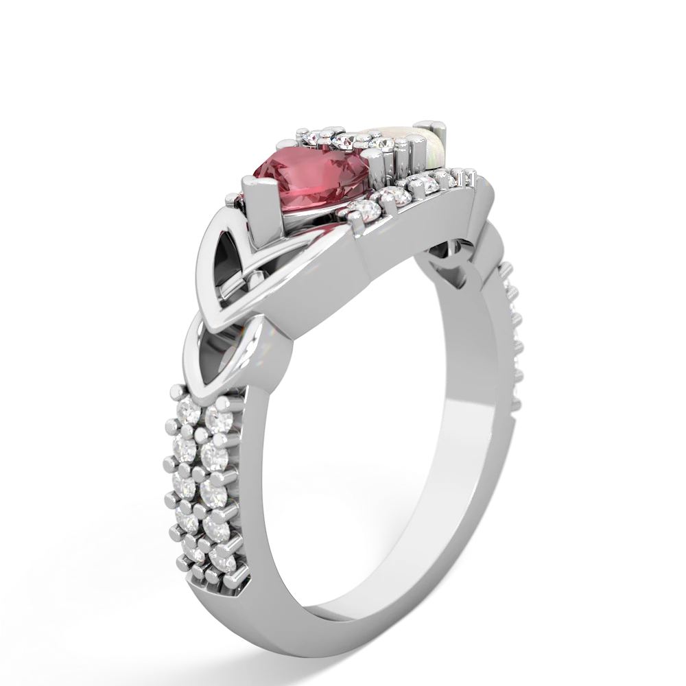 Pink Tourmaline Sparkling Celtic Knot 14K White Gold ring R2645