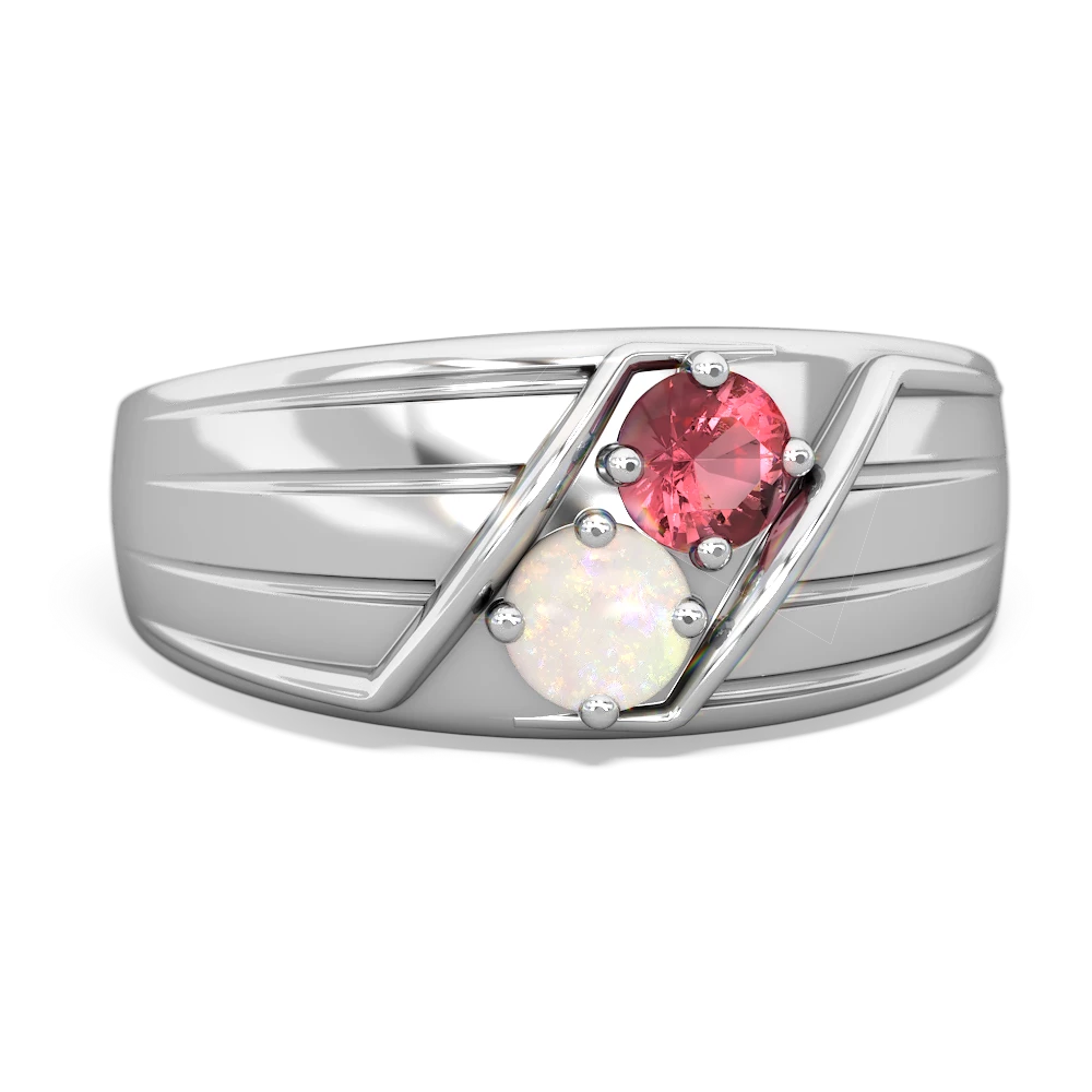 Pink Tourmaline Men's Streamline 14K White Gold ring R0460