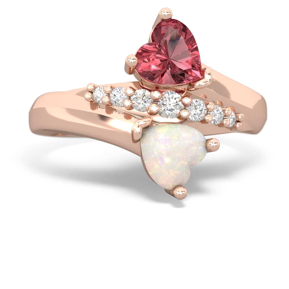 Pink Tourmaline Heart To Heart 14K Rose Gold ring R2064