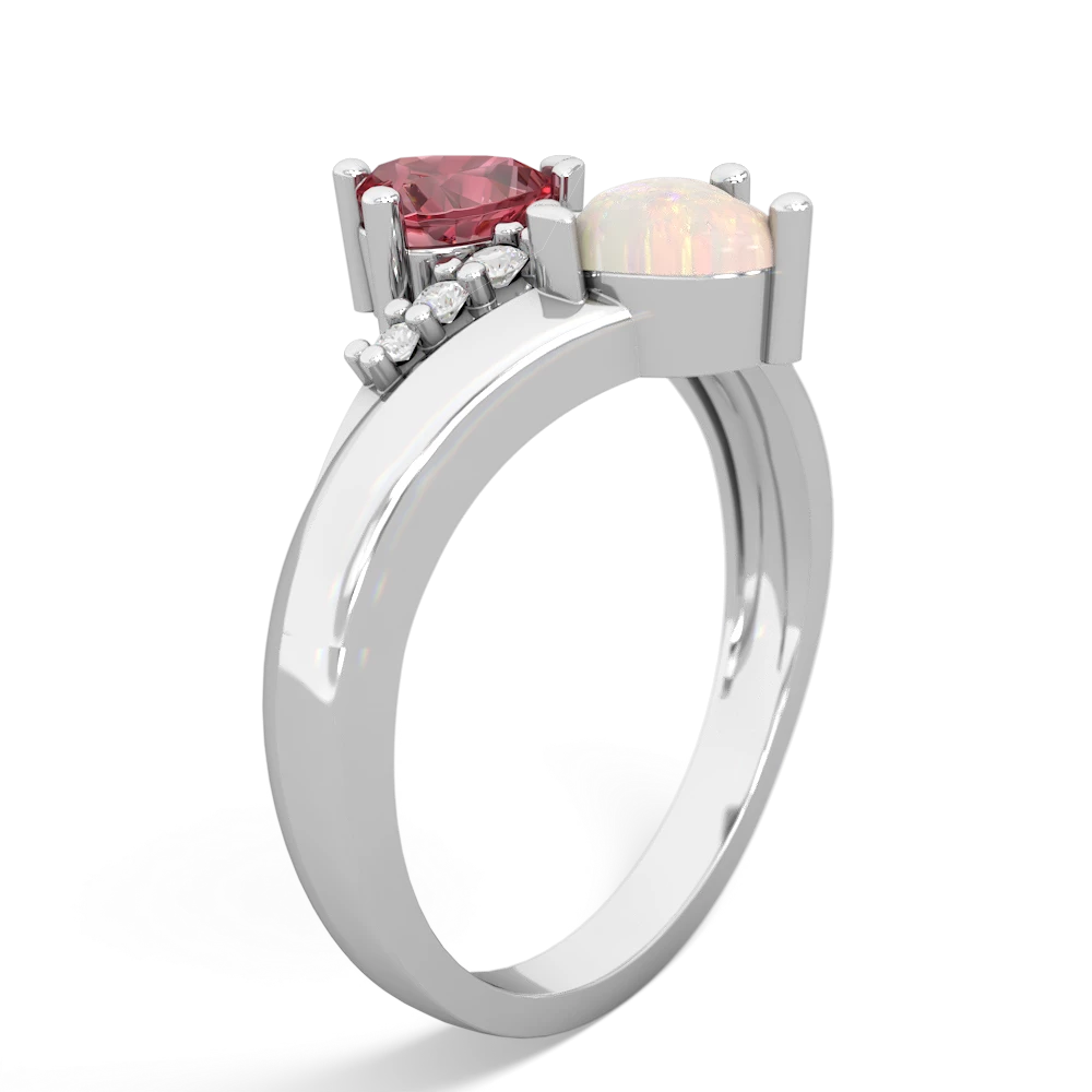 Pink Tourmaline Heart To Heart 14K White Gold ring R2064